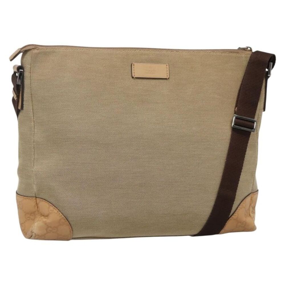 Gucci Original Messenger Gg Canvas And Leather Beige Canvas Shoulder Bag Bag
